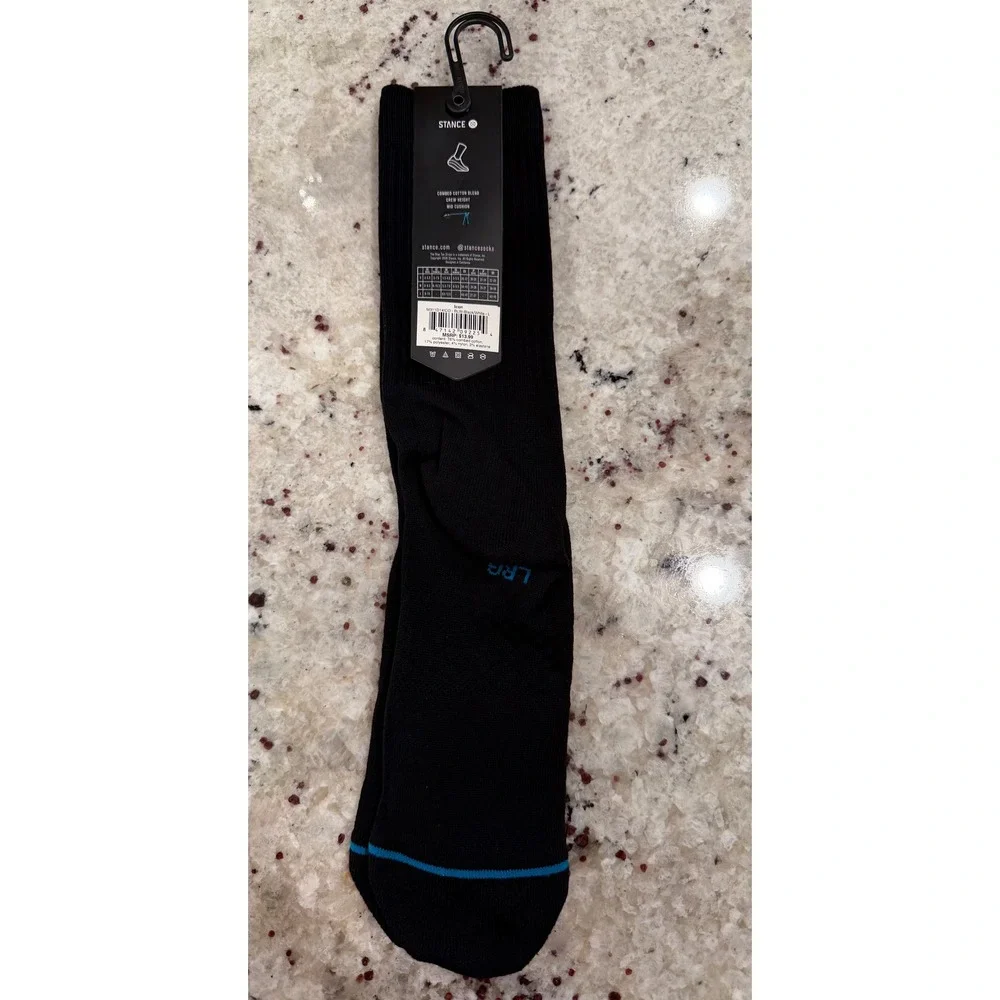 Stance Icon Crew Socks Size L Black Mid‎ Cushion Combed Cotton Blend NWT